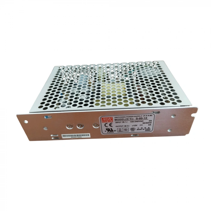 Mean Well S60-12 60W SMPS Güç Kaynağı | 12V 5A Delikli Kasa Metal Güç Kaynağı