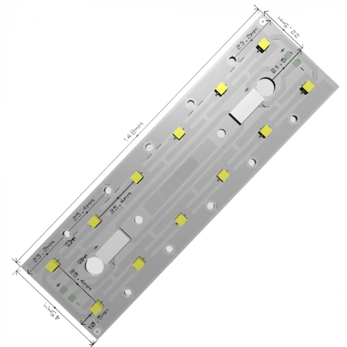 Çift Sıra Wallwasher & Sokak Armatürü LED Modül 45x148 mm 12W 12x 3030 Mid Power LED MCPCB – MDA000-245
