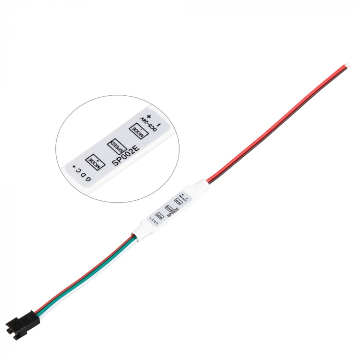 SP102E Mini SPI Pixel LED Kontrol Cihazı | 76 Hazır Efekt | Tak-Çalıştır | Adreslenebilir Pixel LED Denetleyici