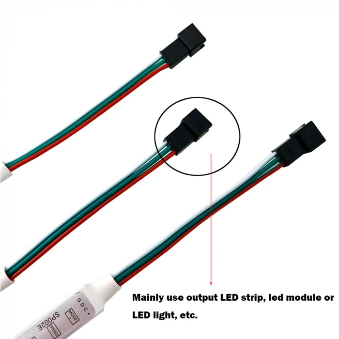 SP102E Mini SPI Pixel LED Kontrol Cihazı | 76 Hazır Efekt | Tak-Çalıştır | Adreslenebilir Pixel LED Denetleyici