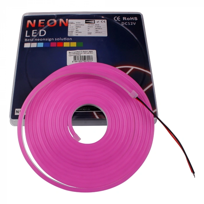 HEXUS Premium 12V Mor Neon Flex LED | 120 LED/m | 6×12 mm | 9W/m | IP33 | 50 Metre