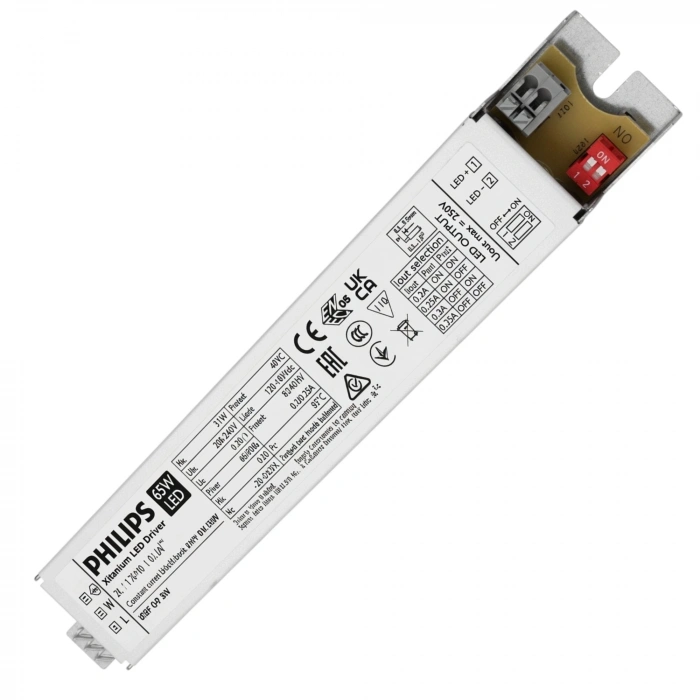 Philips Xitanium 65W Sabit Akım LED Sürücü | 200-350mA | 120-185V DC | DIP Akım Ayarlı