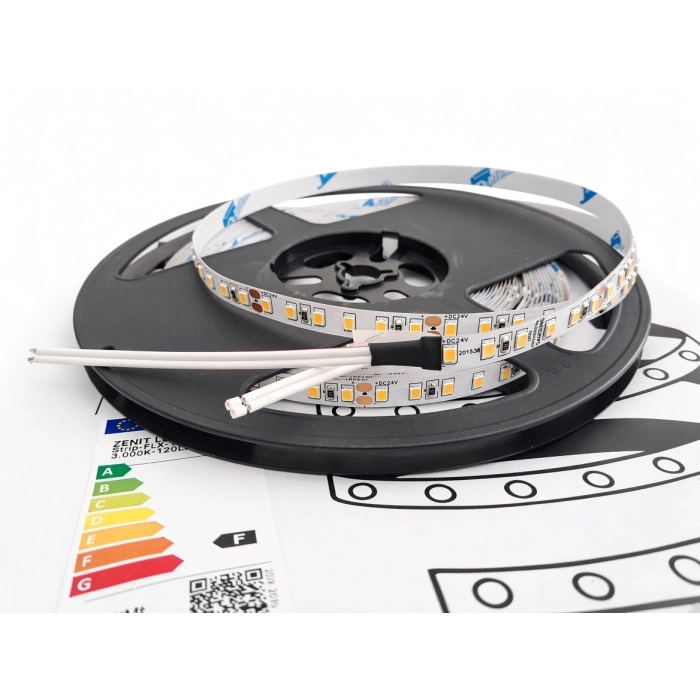 Premium Samsung 2835 8mm PCB 35/35µm 24V 120 LED/m İç Mekan IP20 Şerit LED 10m Rulo