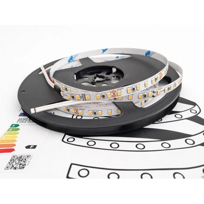 Premium Samsung 2835 8mm PCB 35/35µm 24V 120 LED/m İç Mekan IP20 Şerit LED 10m Rulo