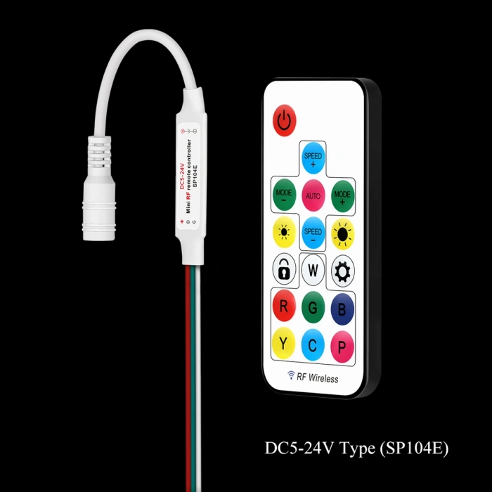 SP104E RF Kumandalı Pixel LED Kontrol Cihazı | 5-24V DC | 2048 Pixel | SPI Controller