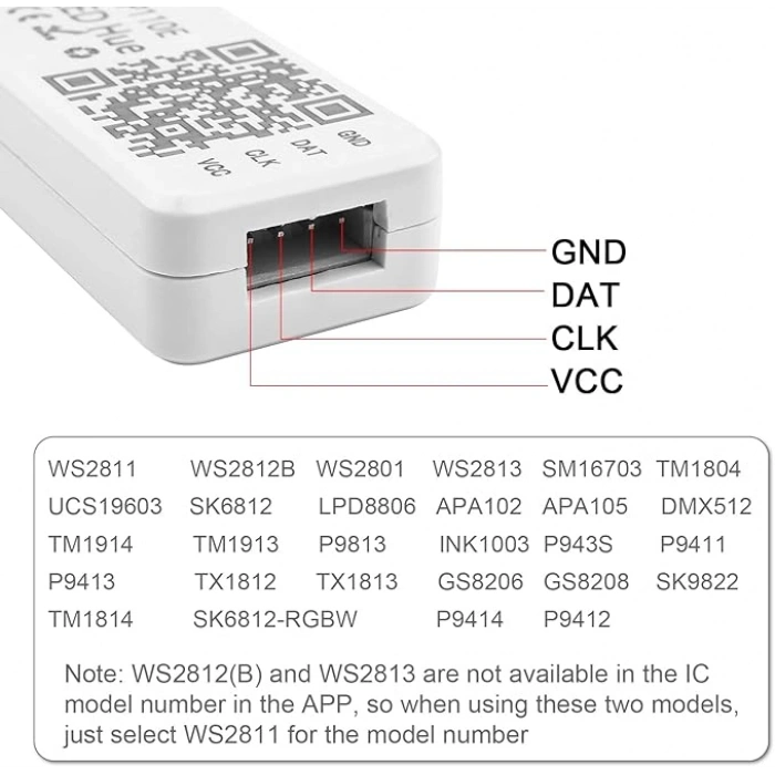 SP110E Bluetooth Pixel LED Kontrol Cihazı 5-24V DC | 1024 Pixel | RGB / RGBW | SPI Pixel LED Controller