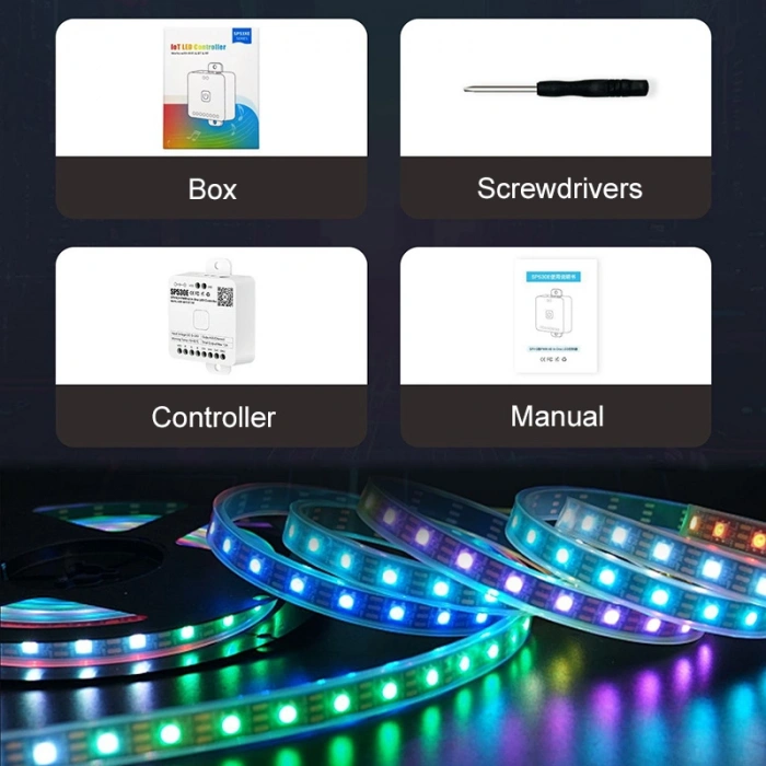 SP530E WiFi + Bluetooth Akıllı LED Kontrol Cihazı SPI & PWM | RGB / RGBW / RGB+CCT / CCT | 5-24V DC | Tuya Smart Destekli