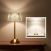 Dekoratif Kristal Şarjlı Gold Led Abajur, Yılbaşı Masa Lambası, Dokunmatik 3 Renk Modu