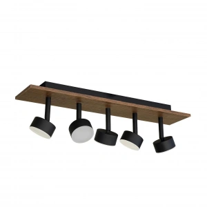 Linea Maxi LED Plafonyer | 15W 1200LM 5 Spot Ahşap Dikdörtgen Tasarım