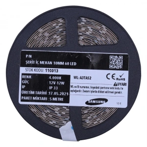 Eko Seri Samsung 2835 24V 60 LED/m Ekonomik PCB İç Mekan IP20 Şerit LED 10m Rulo
