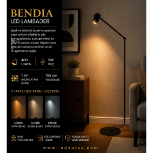 Bendia LED Lambader | 5W 400LM Modern Ayarlanabilir Bükümlü Tasarım