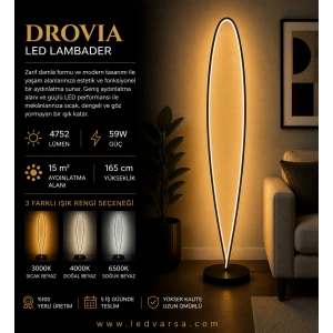 Drovia LED Lambader | 59W 4752LM Modern Damla Form Tasarım