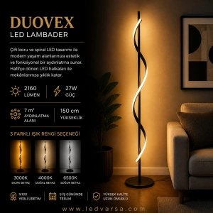 Duovex LED Lambader | 27W 2160LM Modern Çift Boru Spiral LED Tasarım