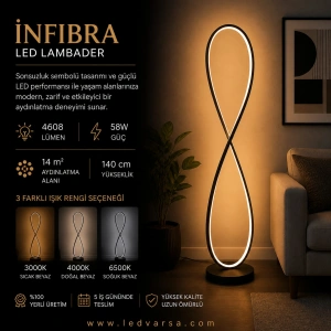 İnfibra LED Lambader | 58W 4608LM Modern Zarif Tasarım