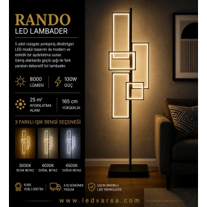 Rando LED Lambader | 100W 8000LM Modern 5 Rastgele Dikdörtgen Tasarım