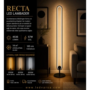 Recta LED Lambader | 57W 4536LM Modern Uzunlamasına Dikdörtgen Tasarım