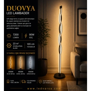 Duovya LED Lambader | 90W 7200LM Modern Çift Dalga Tasarım Ayaklı Lamba