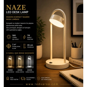 NAZE LED Desk Lamp | 7W 560LM Modern Kompakt Masa Tasarım Masa Lambası