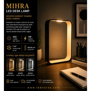 MIHRA LED Desk Lamp | 5W 400LM Modern Kompakt Masa Tasarım Masa Lambası