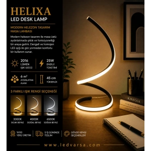 HELIXA LED Desk Lamp | 25W 2016LM Modern Helezon Tasarım Masa Lambası