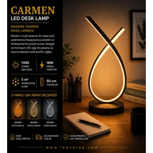 CARMEN LED Desk Lamp | 18W 1440LM Modern Masa Tasarım Masa Lambası