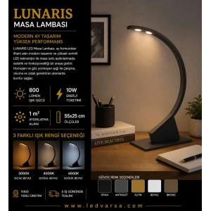LUNARIS Masa Lambası | 10W 800 LM Modern Ay Tasarım Masa Lambası