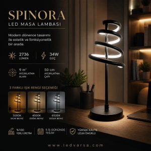 SPINORA LED Masa Lambası | 34W 2736LM Modern Dönence Tasarım Masa Lambası