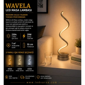 WAVELA LED Masa Lambası | 29W 2304LM Modern Dalga Tasarım Masa Lambası