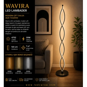 Wavira LED Lambader | 59W 4752LM Modern Çift Dalga Açık Tasarım