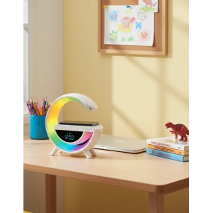 Çok Fonksiyonlu Akıllı Masa Lambası: Gökkuşağı RGB, Bluetooth Hoparlör, Kablosuz Şarj ve Saat