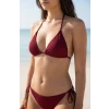 Kadın Bordo Yandan ve Boyundan Bağlamalı Bikini Mayo Takımı
