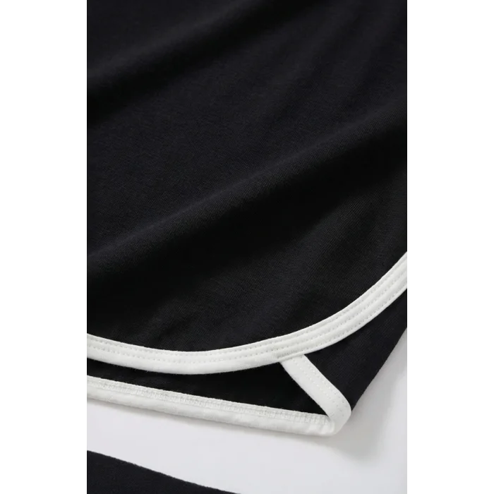 Kadın Siyah Askılı Crop Top ve Şortlu Gecelik Takım