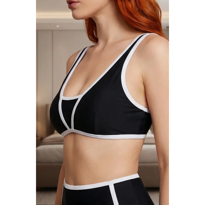 Kadın Siyah Pedli Yüksel Bel Sütyen Külot Takımı – Modern, Konforlu ve Günlük Kombinlere Uygun