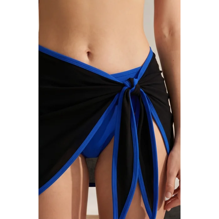 Kadın Mavi Pareolu Yandan ve Boyundan Bağlamalı 3lü Bikini Takımı – Modern, Konforlu ve Günlük Kombinlere Uygun