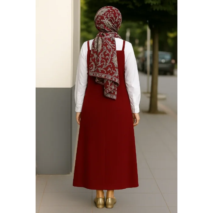 Kadın Bordo Basic Ayarlanabilir Askılı Jile Elbise – Şık, Rahat ve 4 Mevsim Kullanıma Uygun