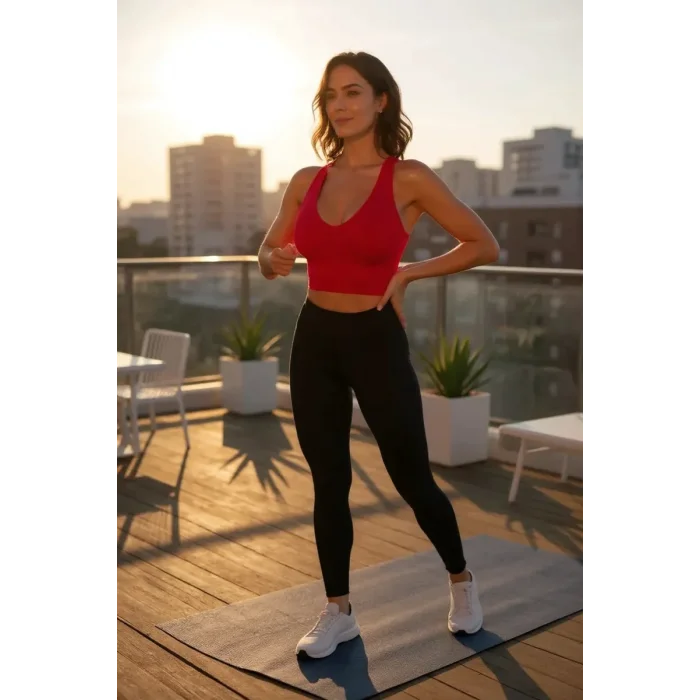 Kadın Kırmızı Derin Göğüs Dekolteli Şık Crop Top Bluz – Şık, Rahat ve Kolay Kombinlenebilir
