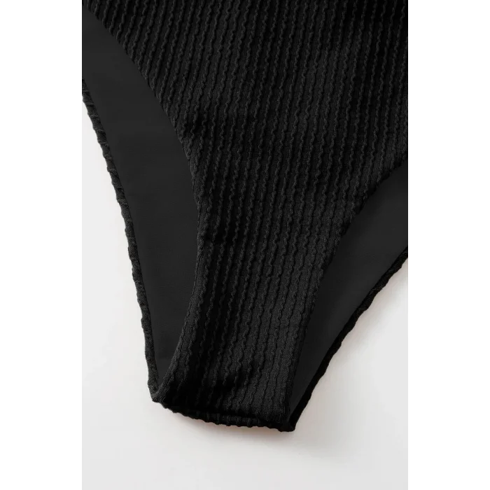 Kadın Siyah Çapraz Bağlama Detaylı Yüksek Bel Bikini Takımı – Modern, Konforlu ve Günlük Kombinlere Uygun