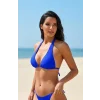 Kadın Mavi Belden, Boyundan Bağlamalı ve Ayarlanabilir Külotlu Üçgen Bikini Mayo Takımı – Modern, Konforlu ve Günlük Kombinlere Uygun