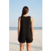 Kadın Siyah Mini Cepli Tulum Plaj Elbisesi – Şık, Rahat ve 4 Mevsim Kullanıma Uygun
