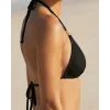Kadın Siyah Pedli Üçgen Bikini Üstü Halter Bağlamalı Aksesuarlı