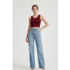Kadın Bordo Kare Yaka Crop Top Bluz – Şık, Rahat ve Kolay Kombinlenebilir