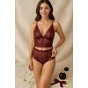 Kadın Bordo Dantel Bralet Şort Takımı – Asil ve Sofistike İç Giyim
