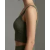 Kadın Haki Yeşili Kalın Askılı Crop Top Büstiyer – Modern ve Şık Tasarım