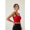 Kadın Kırmızı Kalın Askılı Crop Top Büstiyer – Modern ve Şık Tasarım