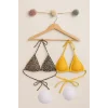 Kadın Leopar Desenli ve Sarı Minimal Kesim Üçgen Bikini Üstü – Modern ve Şık Tasarım