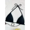 Kadın Leopar Desenli ve Siyah Minimal Kesim Üçgen Bikini Üstü