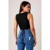 Kadın Siyah Çapraz Bağlamalı Crop Top Büstiyer – Modern ve Şık Tasarım