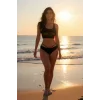 Kadın Siyah Çapraz Ip Detaylı Şık Bikini Takımı – Modern, Konforlu