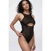 Kadın Siyah Cut-Out Detaylı Transparan Çizgili Gecelik – Modern ve Şık Tasarım