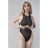 Kadın Siyah Cut-Out Detaylı Transparan Çizgili Gecelik – Modern ve Şık Tasarım